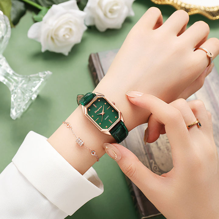 ผู้หญิงนาฬิกาสีเขียวขนาดเล็กนาฬิกาสาวนาฬิกาควอตซ์นาฬิกาผู้หญิงนาฬิกาผู้หญิงนาฬิกา