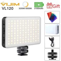 VIJIM ไฟกล้องวิดีโอ LED VL120 3200K-6500K 3100Mah หรี่ได้โคมไฟสตูดิโอไฟเติม Vlog RGB แผ่นเจลติดไฟแฟลชตัวกรองสี