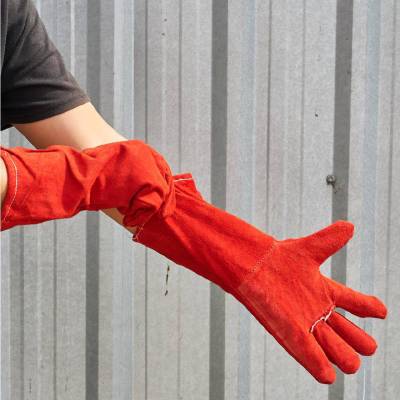 ถุงมือเชื่อมเหล็ก ถุงมืออ๊อกเหล็ก ถุงมือช่าง ถุงมืองานเชื่อม ขนาด 13 นิ้ว Welding Gloves ป้องกันความร้อนจากสะเก็ดไฟได้ดี ทนทานต่อการฉีกขาด