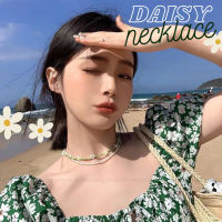 ? daisy necklace สร้อยคอดอกเดซี่ สร้อย2layer สีขาวเขียว