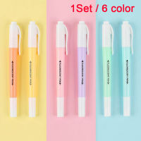 ?【Lowest price】Qearl 6pcs Candy Color Double HEAD ไฮไลต์ปากกาเครื่องเขียน MARKER Office School set