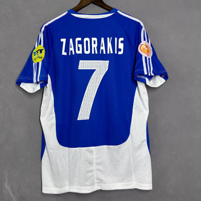 เสื้อกีฬาแขนสั้น ลายทีมชาติฟุตบอล Greek สีฟ้า สไตล์ยุโรป 2004