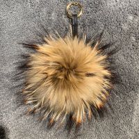 Large Raccoon Fur Ball Keychain Plush Bag Pendant Jewelry Key Holder Chain Pompom Wow Girl Pompom Bigode