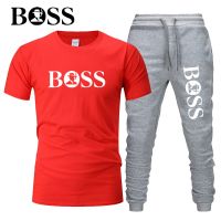 【CC】ஐ  Mens Sportswear two-piece mens casual fitness short sleeved T-shirt trousers fashion