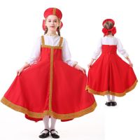 Halloween Childrens Russian National Costumes School Games Ukrainian Dress Up Red Festive Performance