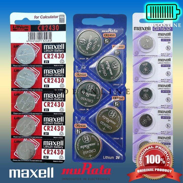 MAXELL MURATA CR2450 CR2430 CR1632 LITHIUM BATTERY 3 VOLTS PER PAD