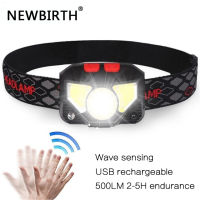 Motion Sensor Powerful LED Headlight Headlamp Torch COB Flashlight Torch Head Light for Camping,Fishing with Built-in Battery