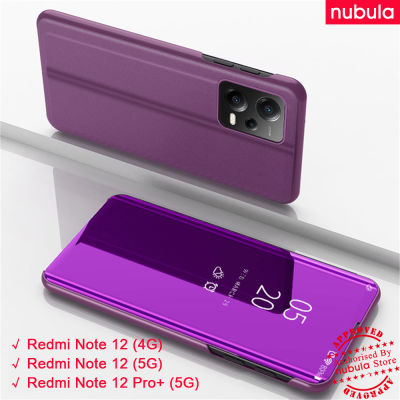 NUBULA Xiaomi Redmi Note 12 4G 5G | Note 12 Pro + 5G ฝากระจกเงาเคลือบสุดหรูแบบฝาพับเคสพลิก Hp Redmi Note 12 Pro + เคสพับแบบแข็งด้านในทำจากหนัง PU มองเห็นได้ชัดเจนเคสแบบพับปิดได้สำหรับ Xiaomi Redmi note 12 Pro + Plus 5G