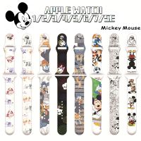 ✌♣♤Mickey Stitch สำหรับ Apple Watch Band 12 3 4 5 6 7 Se ซิลิโคน Smartwatch Watchband สร้อยข้อมือ IWatch 40มม. 38มม. 42มม. 44มม.