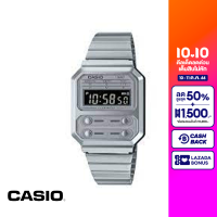 CASIO นาฬิกาข้อมือ CASIO รุ่น A100WE-7BDF วัสดุสเตนเลสสตีล สีเงิน