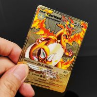 Hard Metal Pokemon Cards English Metal Pokemon Letters Charizard Vmax Mewtwo Pikachu Card Pack Game Collection Card Anime Toys