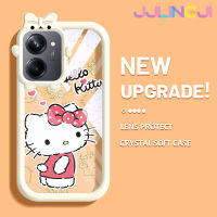 Jlingji เคสสำหรับ Realme 10 Realme 10 Pro Plus 5G เคสการ์ตูนน่ารักลาย Hello Kitty สีสันสดใสนิ่มสำหรับเลนส์กล้องมอนสเตอร์ตัวเล็กๆกันกระแทกแบบใสเคสมือถือเคสความคิดสร้างสรรค์โปร่งใสเรียบง่ายฝาครอบป้องกันซิลิโคน