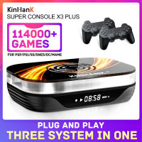 KINHANK Super Console X3 Plus คอนโซลวิดีโอเกมย้อนยุคพร้อมเกมคลาสสิก117000เกมสำหรับ Psp PS1 Ss N64 Dc สามระบบ All In One