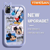 YIWESAN เคสสำหรับ Infinix Smart 5 Smart 6 7 Hot 10 Lite เคสนิ่มรูปโบว์การ์ตูน Mickey Mouse มอนสเตอร์น้อยทนต่อการเสียดสีเคสโทรศัพท์โปร่งใสฝาครอบป้องกันซิลิกาเจลเลนส์กล้องถ่ายรูป