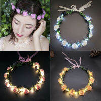 Beach Travel Hairband Party Flower Garland Flashing Glow Headband Wedding Party Hair Wreath Christmas Headwear