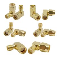 2Pcs Gold-Plated RP SMA to SMA Coaxial Connector Plug Jack Converter Right Angle 90 Degree SMA Male to SMA Female RF Adapter