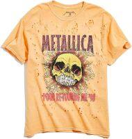 Metallica Mens Short-Sleeve Sun Distressed Poor Re-Touring Me 98 Vintage Wash Tee (Orange)