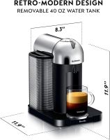 เครื่องชงกาแฟ Nespresso Vertuo และเครื่องชงกาแฟเอสเพรสโซโดย Breville,5ถ้วย,โครเมี่ยม