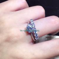 bdfszer 012A [Same item from T family] Ultra-beautiful blue-green moissanite row ring for ladies live mouth ring fire color beautiful fashion all-match