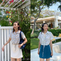 เสื้อเชิ้ตเอวผูกลายดอกไม้(สายถอดออกได้) feel flowery top?