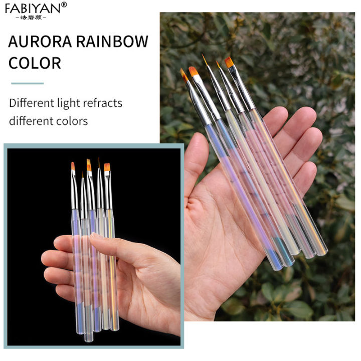5ชิ้นเซ็ต-aurora-โปร่งแสงเล็บยูวีเจลขยายจิตรกรรมวาดซับแปรงอะคริลิฝรั่งเศสลายปากกาเครื่องมือทำเล็บ