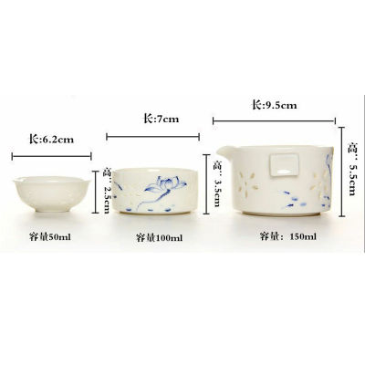 ดอกไม้ Porcelain ชา Tureen 2ถ้วยเซรามิคสีขาวกาน้ำชาคริสต์มาสของขวัญแบบพกพา Kung Fu Teaware Sets