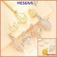 HESONG สีเงินสี จี้ที่วางกรงลูกปัดหิน สีทอง เงินสเตอริ่ง925 จี้ที่ว่างเปล่า ของขวัญที่สร้างสรรค์ สามารถเปลี่ยนได้ จี้ที่วางหิน ผู้หญิงผู้ชาย