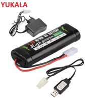 YUKALA เครื่องชาร์จและ Ni-MH 7.2 V 5000 Mah สำหรับถังของเล่นบังคับวิทยุเฮลิคอปเตอร์เครื่องบินโดยสาร/รถยนต์พร้อมปลั๊กรถทามิย่า7.2 V 5000 Mah