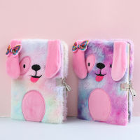 Plush Notebook with Lock Cute Dog Journal A5 Diary Line Paper Planner Organizer Kawaii Back to School Note Book Korean Handbook