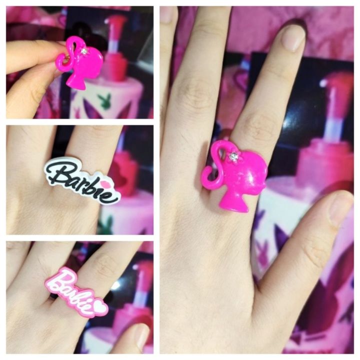 jariet-barbie-สีชมพูแหวนตุ๊กตาบาร์บี้โลโก้ตุ๊กตาบาร์บี้แฟชั่นตัวแสดง-y2k-เด็กผู้หญิง