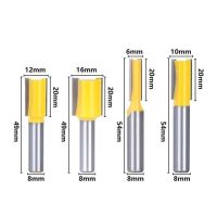 เราเตอร์ตรง/Dado บิต8Mm ก้านขอบสีแดงเราเตอร์บิต20Mm ความยาวตัดเครื่องตัดมิลลิ่งสำหรับงานไม้4ชิ้น