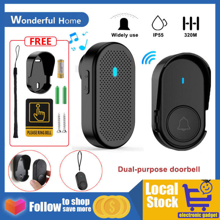 【COD】Wireless Doorbell with waterproof cover US Plug 320M distance 38 ...