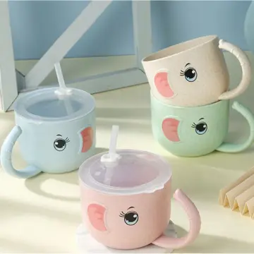 Straw Tea Cup Cartoon Portable Glass Cup Coffee Cup Water Cup Cute