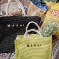 2023 New French Style High-Grade Marniˉ Straw Bag Vegetable Basket Solid Color High Quality Good-looking Shoulder Tote Bag