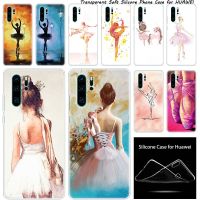 Nana Ko Electron】กระโปรงหงส์เต้นรำเด็กผู้หญิงกระโปรงบัลเล่ต์เคสซิลิโคนสำหรับ3i Huawei NOVA 3 5 5i P20 P30โปร P9 P10 P8 Lite 2017 P Smart Z Plus 2019