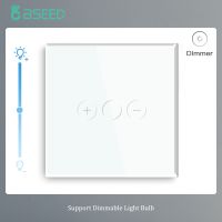 BSEED Touch Dimmer Switch 1Gang 1Way LED Dimmable Wall Light Switch With Crystal Glass Panel Dark Backlight Memory Function Power Points  Switches Sav