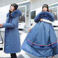 【cw】【 Liner Removable 】 Parka Women 2022 Winter New Long Womens Cotton-Padded Coat Cotton-Padded Coat Lamb Wool Coat Tide ！