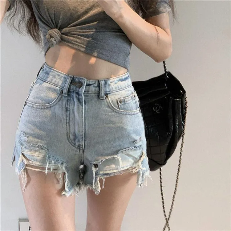Amazon.com: LookbookStore Women Casual Summer Jean Shorts for High Waisted  Rolled Hem Cuffed Distressed Jeans Ripped Denim Blue Size S : Clothing,  Shoes & Jewelry