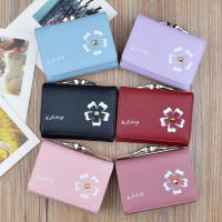 PU Leather Wallet Women 2022 New Folding Coin Purse Female Wallet Student Small Fresh Mini Clutch Bag Short Buckle Wallet 1pc