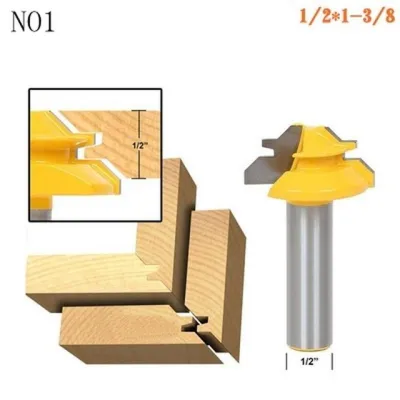 ดอกเราเตอร์ล็อคหักฉาก1ชิ้น45องศาเครื่องมือเครื่องตัดมิลลิ่งเดือยเจาะงานไม้8นิ้วสำหรับเครื่องมืองานไม้ไม้
