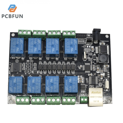 pcbfun อีเธอร์เน็ต NC-1000 RJ45แผงวงจรรีโมตคอนโทรล Tcp/ip ที่มี8รีเลย์ช่องสัญญาณในตัวควบคุมเครือข่าย485 250VAC