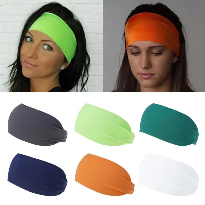 EWELLBE ผู้ชายผู้หญิงเรืองแสงสียืด Sweatbands กีฬาคาดศีรษะวิ่งที่คาดผม