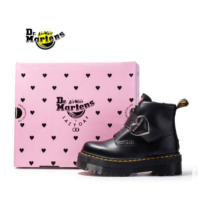 Doc Dr.Martens 1899 Lazy Oaf 2019 ผู้หญิงรองเท้ามาร์ตินพีชหัวใจหัวเข็มขัดสาวซิปรักหัวเข็มขัดด้านล่างหนาอังกฤษรองเท้าทำงาน