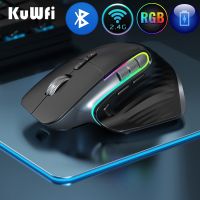 KuWFi Rechargeable Wireless Mouse Silent Gaming Mouse 2.4G Bluetooth Mause Ergonomic for PC Laptop 4000DPI 9 Button RGB Mice