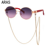 Classic Chain Vintage Round Frame Sunglasses Women Luxury Brand With Chain Trendy Retro Sun Glasses Ladies Eyewear UV400