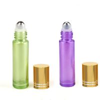 【CW】 1pcs 10ml Thick Portable Pearl Colorful Glass Essential Oil Perfume Roller Bottles Travel Refillable Rollerball Vial