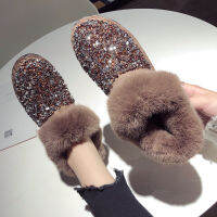2021 new sequined cotton shoes, high quality womens winter fashion with velvet non-slip wool cotton shoes.