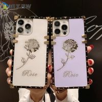 Luxury Rose Flower Daimond phone case for Vivo V23 Y15S Y52 Y21 X70 X60 Pro V21 V21E Y20 Y20i bling crystal square soft cover