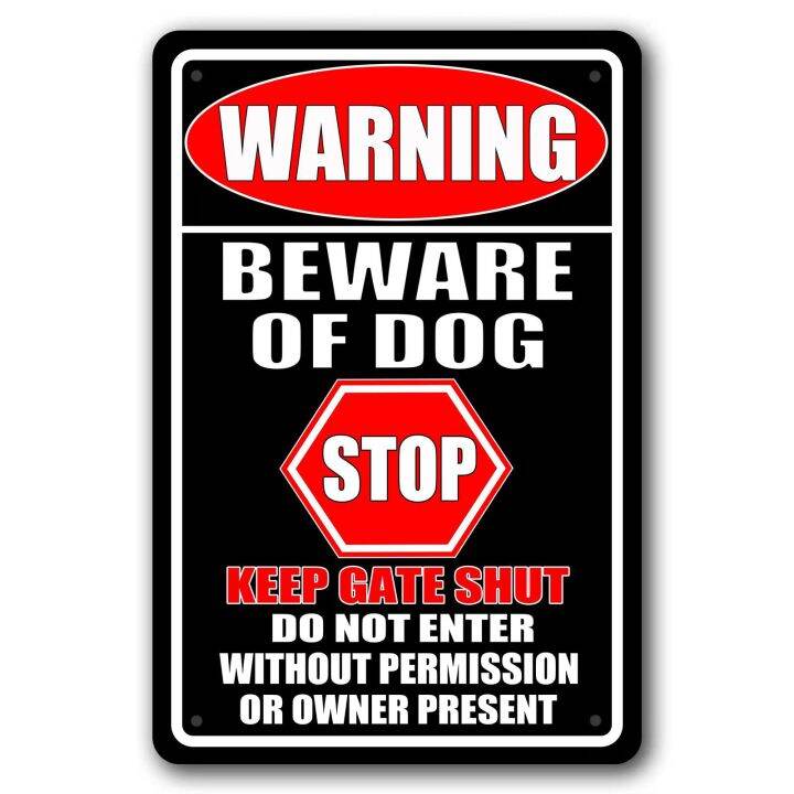 Beware Of Dog Tin Sign Garden Warning Beware Of Dog Signs For Fence ...