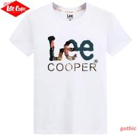 【HOT】Gothic Casual เสื้อยืด Lee Cooper พิมพ์เสื้อยืดผู้ชายแขนสั้นเสื้อยืดฤดูร้อน Plus ขนาดรอบคอผู้ชายเสื้อลำลองผ้าฝ้าย 100%